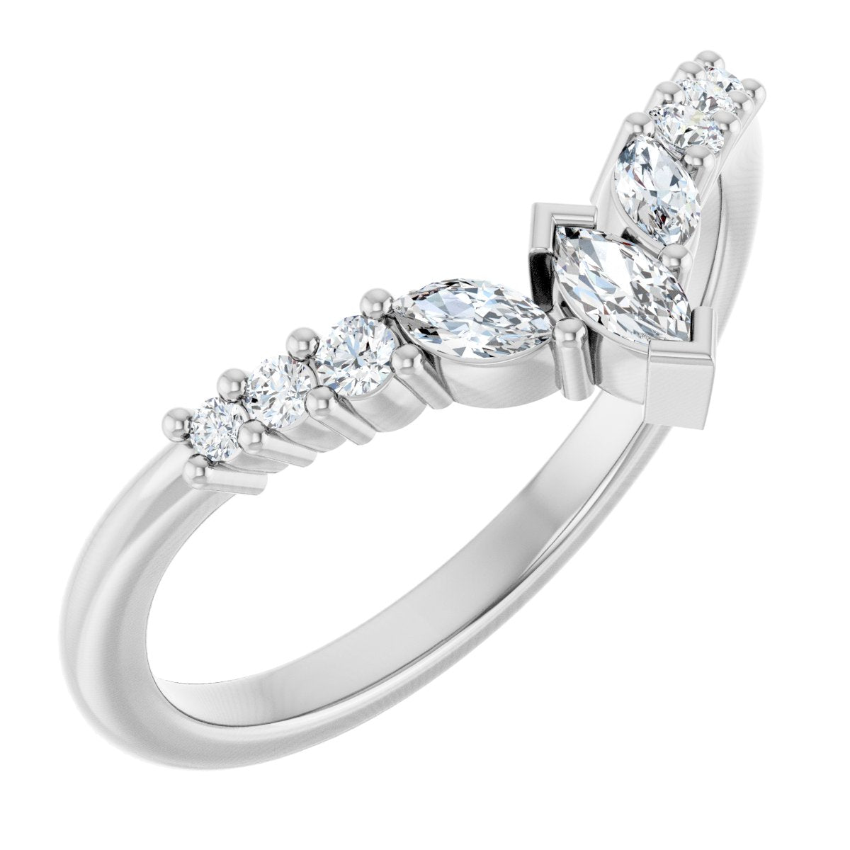 1/4 Ctw Marquise Lab-Grown Diamond Contour Band