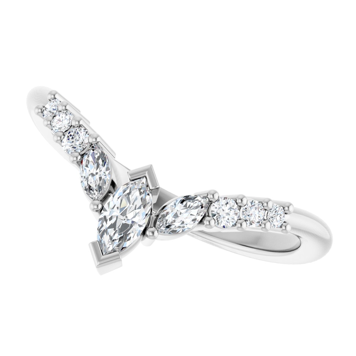 1/3 Ctw Marquise Lab-Grown Diamond Contour Band - White Gold - Lab Grown Diamond