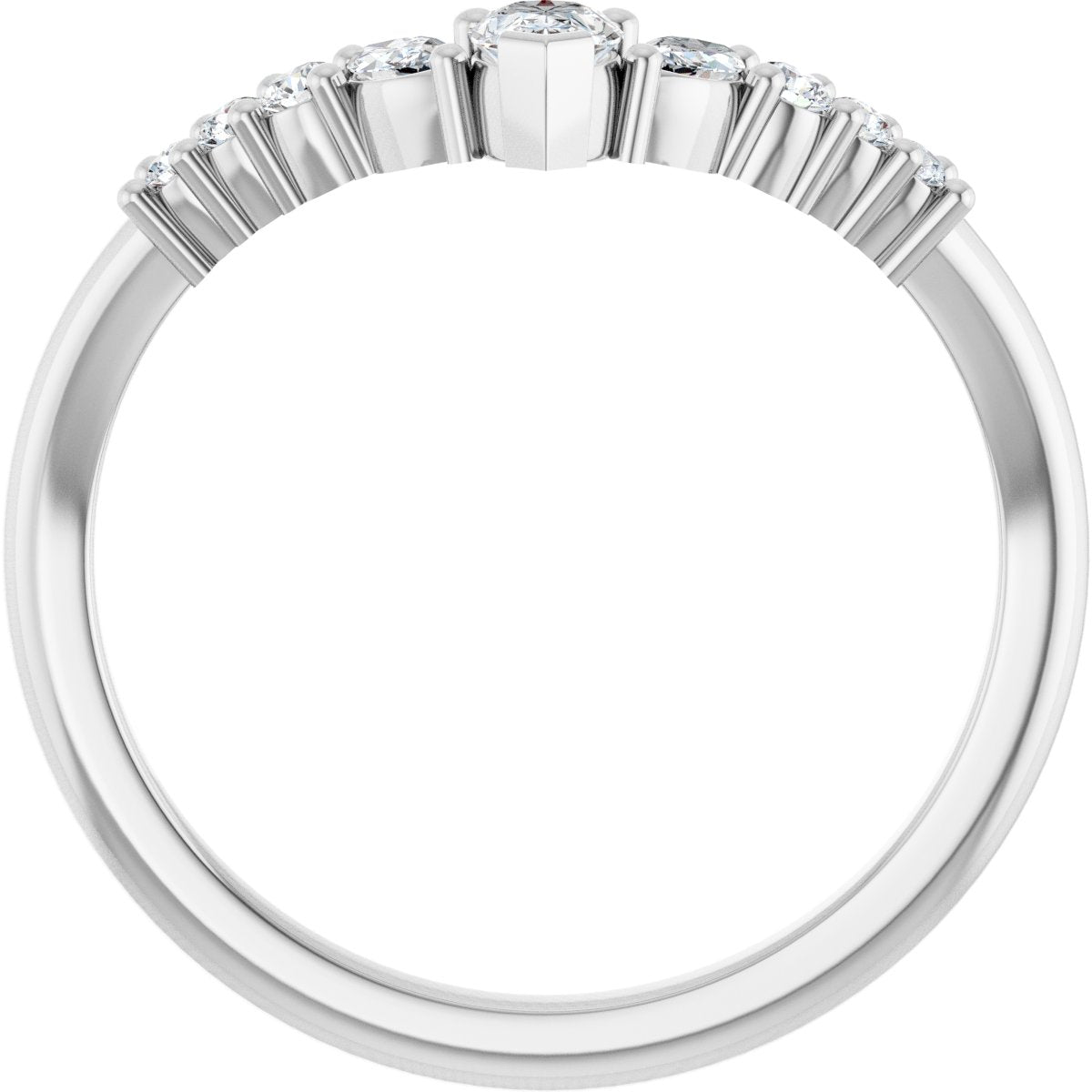 1/3 Ctw Pear Lab-Grown Diamond Contour Band - White Gold - Lab Grown Diamond