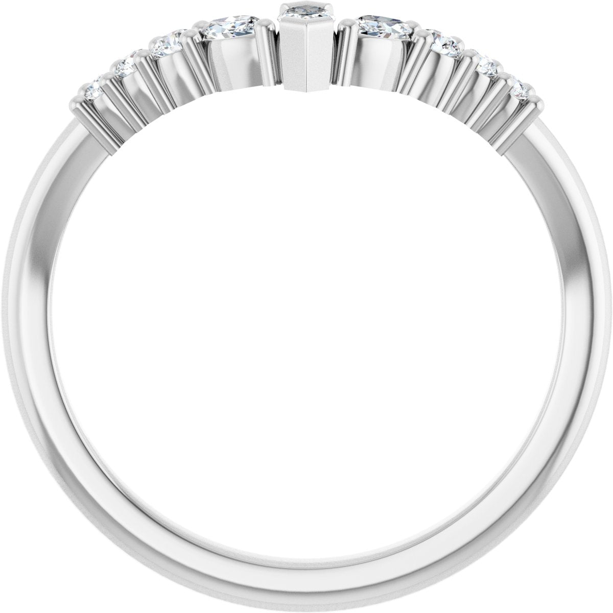 1/4 Ctw Marquise Lab-Grown Diamond Contour Band - White Gold - Lab Grown Diamond