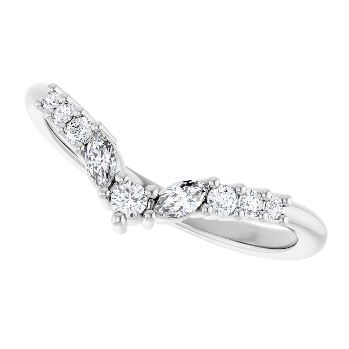 1/5 Ctw Lab-Grown Diamond Contour Band - White Gold - Lab Grown Diamond
