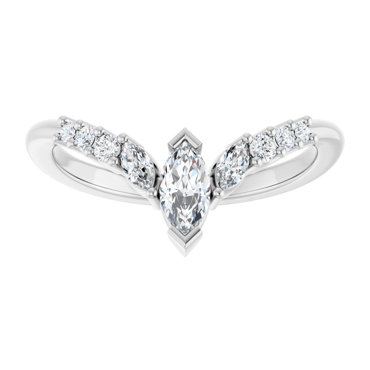 3/8 Ctw Marquise Lab-Grown Diamond Contour Band - White Gold - Lab Grown Diamond