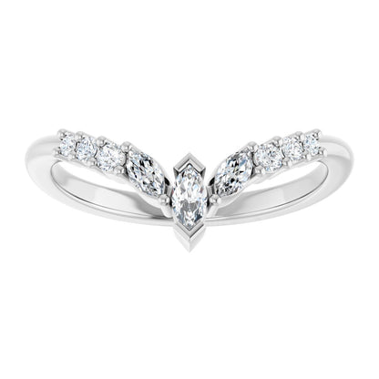 1/4 Ctw Marquise Lab-Grown Diamond Contour Band - White Gold - Lab Grown Diamond