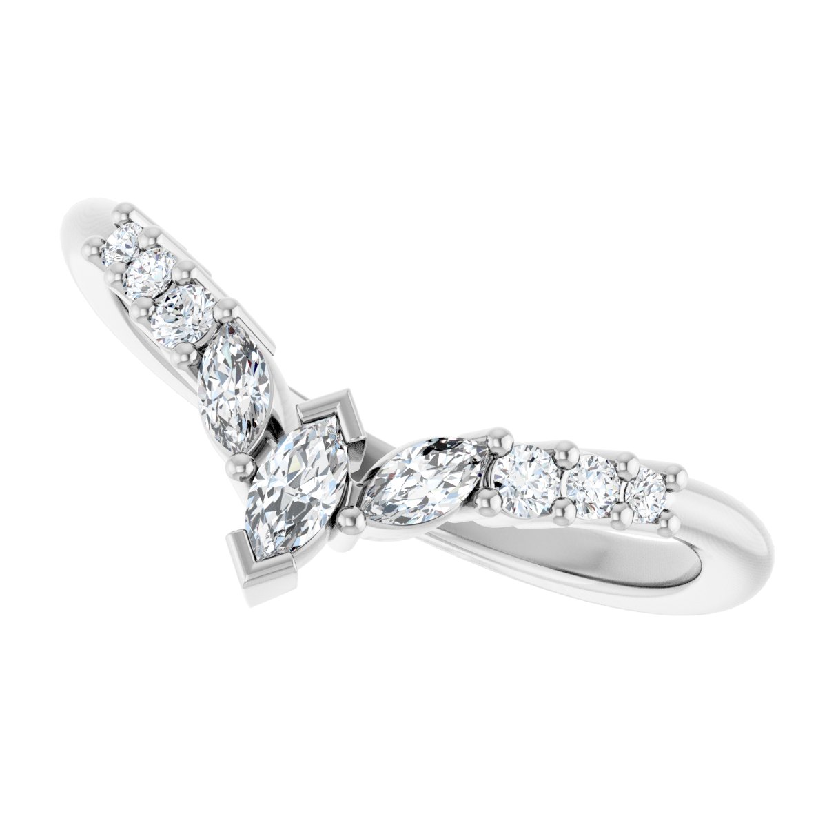 1/4 Ctw Marquise Lab-Grown Diamond Contour Band - White Gold - Lab Grown Diamond