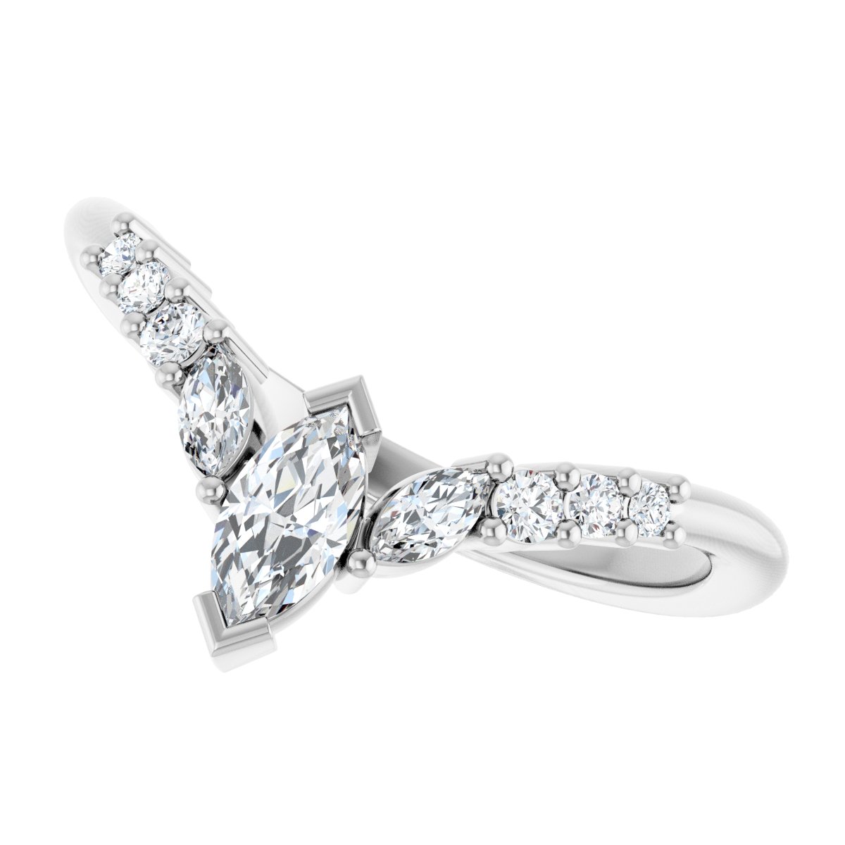 3/8 Ctw Marquise Lab-Grown Diamond Contour Band - White Gold - Lab Grown Diamond