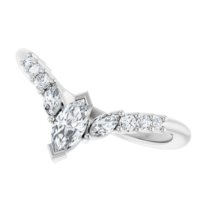 3/8 Ctw Marquise Lab-Grown Diamond Contour Band - White Gold - Lab Grown Diamond