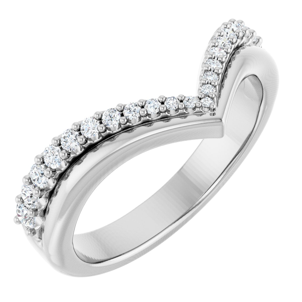 1/3 Ctw Lab-Grown Diamond Contour Band - White Gold - Lab Grown Diamond