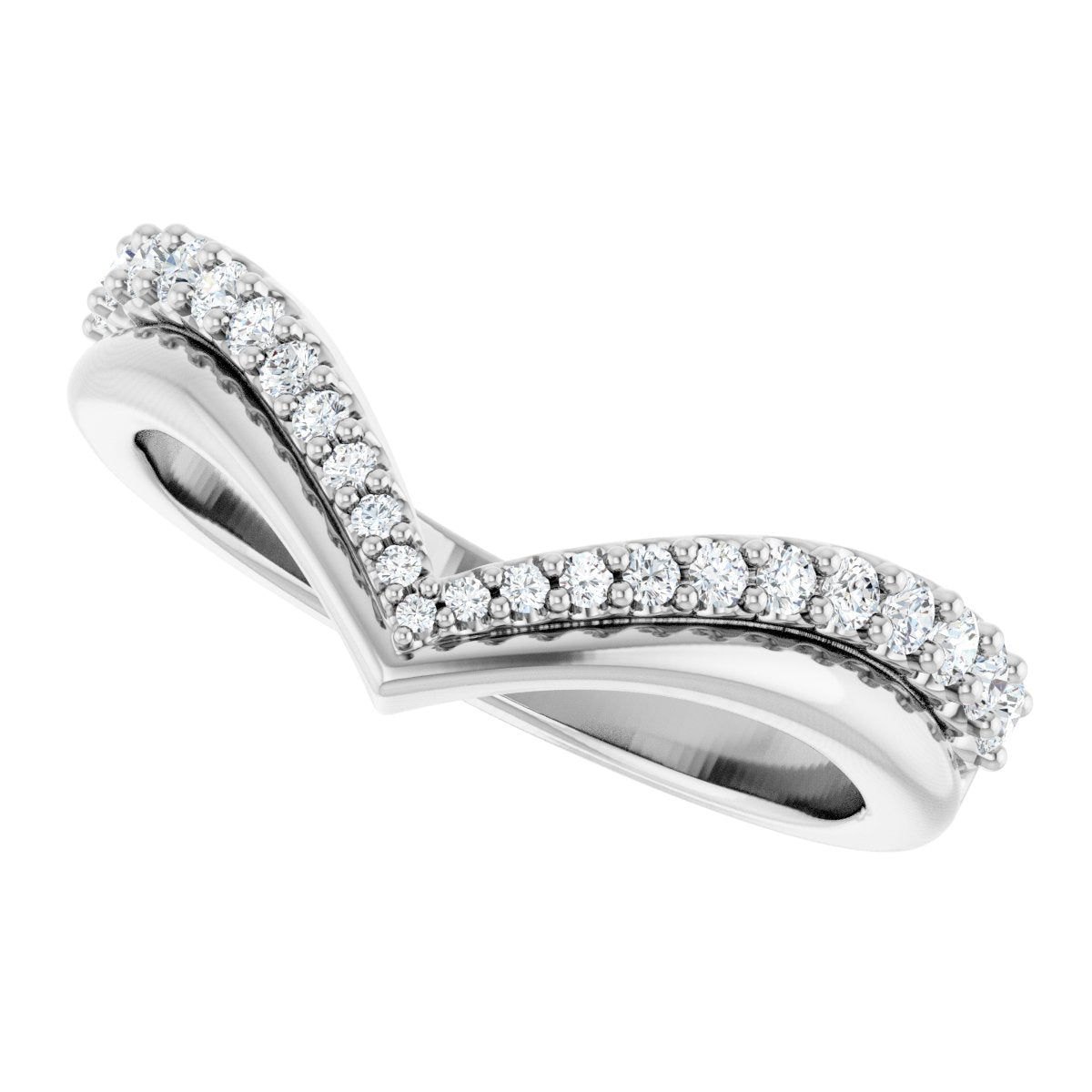 1/3 Ctw Lab-Grown Diamond Contour Band - White Gold - Lab Grown Diamond