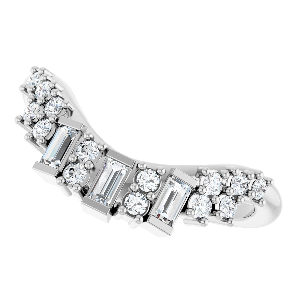 1/3 Ctw Straight Baguette Lab-Grown Diamond Contour Band - White Gold - Lab Grown Diamond