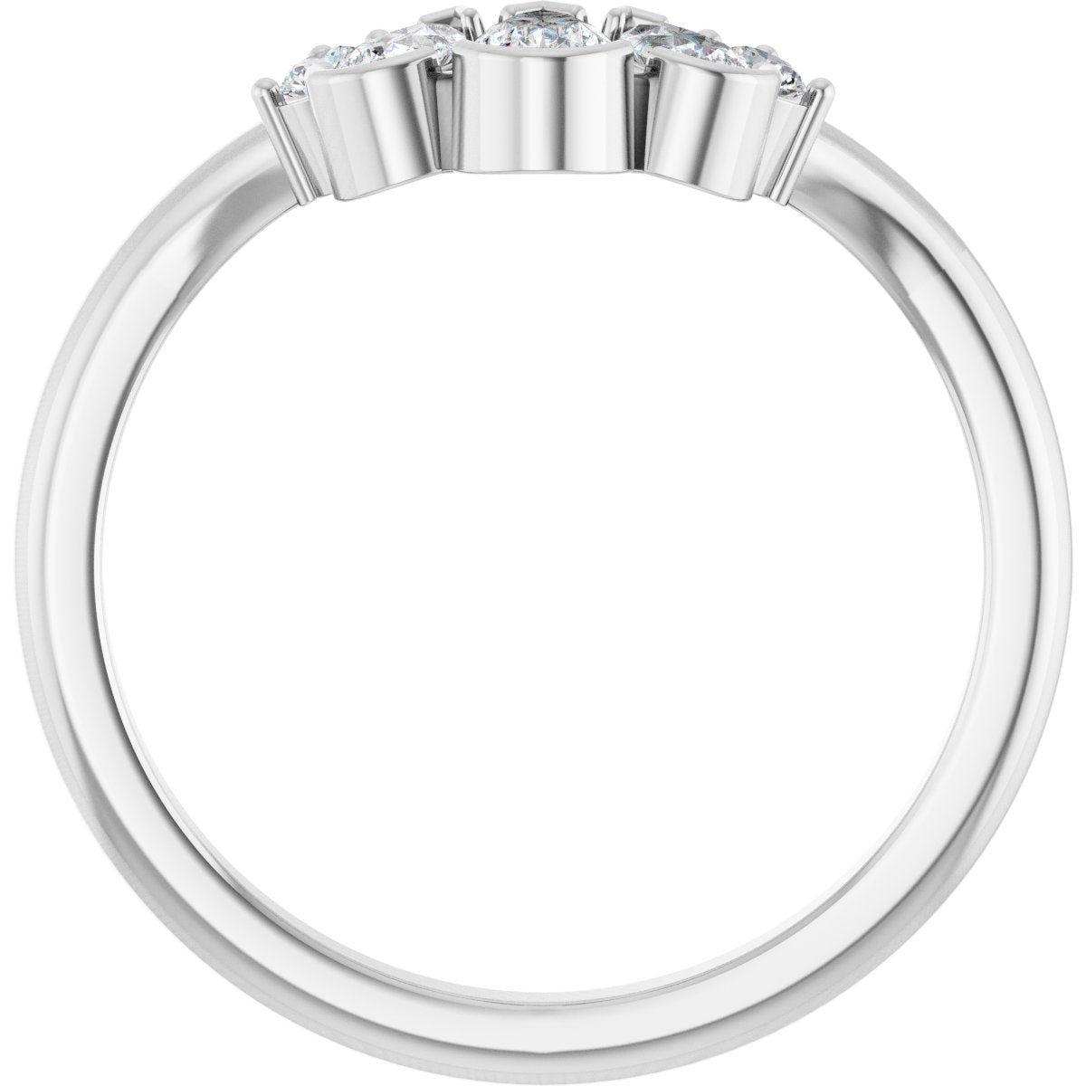 1/2 Ctw Pear Lab-Grown Diamond Contour Band - White Gold - Lab Grown Diamond