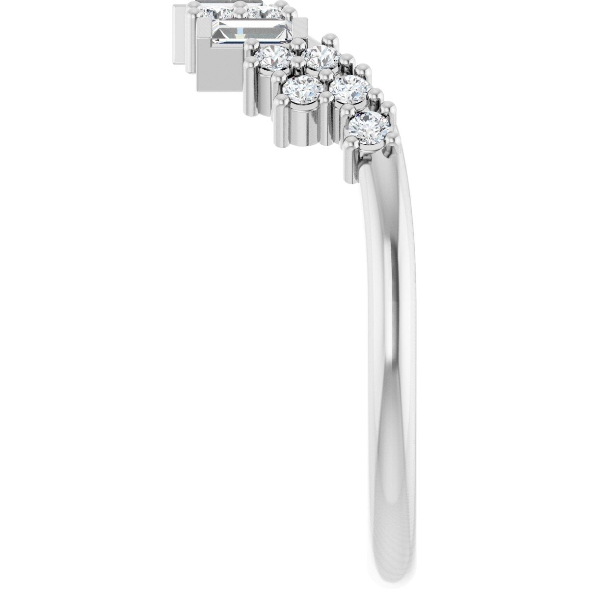 1/3 Ctw Straight Baguette Lab-Grown Diamond Contour Band - White Gold - Lab Grown Diamond