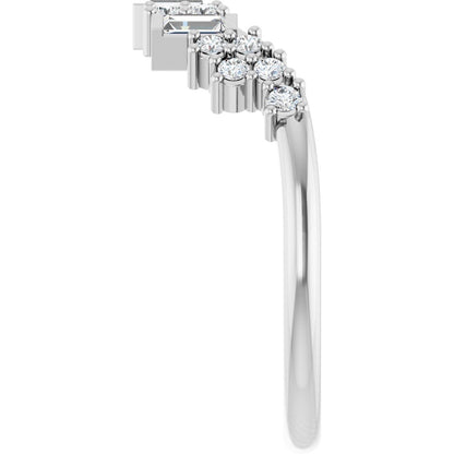 1/3 Ctw Straight Baguette Lab-Grown Diamond Contour Band - White Gold - Lab Grown Diamond