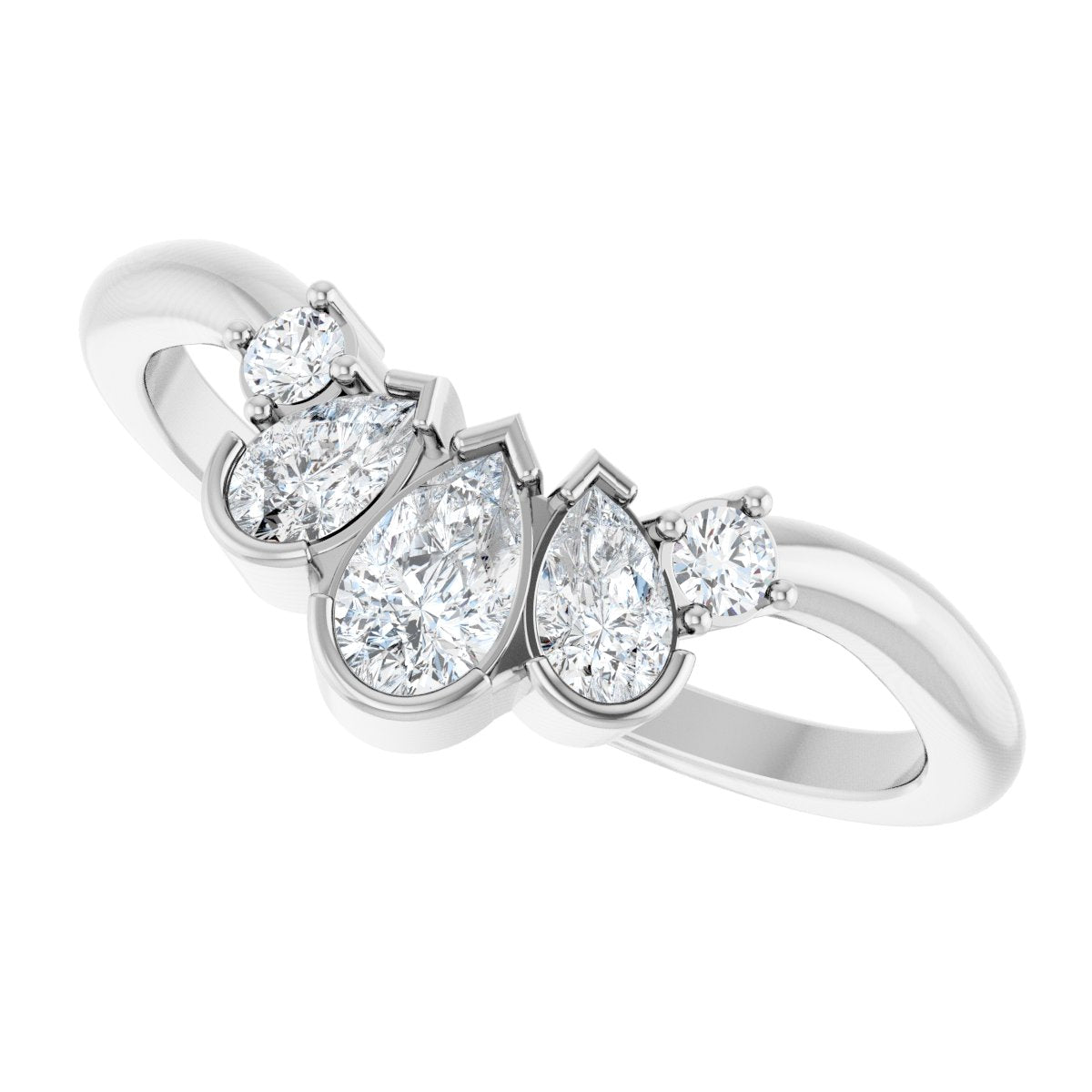1/2 Ctw Pear Lab-Grown Diamond Contour Band - White Gold - Lab Grown Diamond