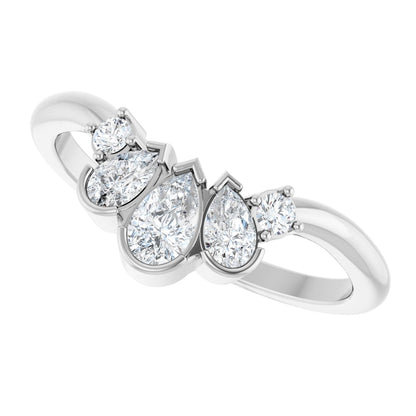1/2 Ctw Pear Lab-Grown Diamond Contour Band - White Gold - Lab Grown Diamond