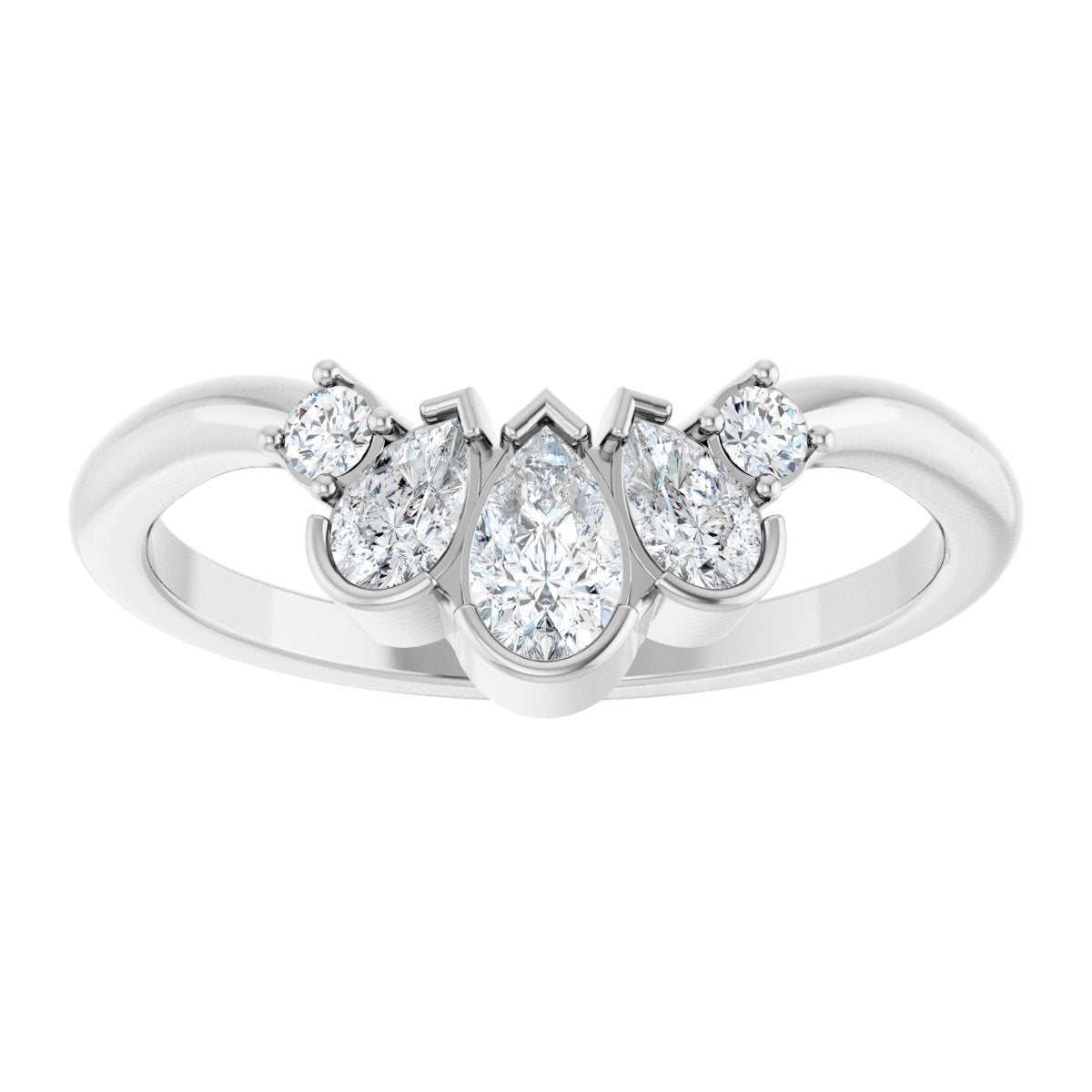 1/2 Ctw Pear Lab-Grown Diamond Contour Band - White Gold - Lab Grown Diamond