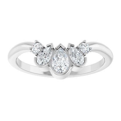 1/2 Ctw Pear Lab-Grown Diamond Contour Band - White Gold - Lab Grown Diamond