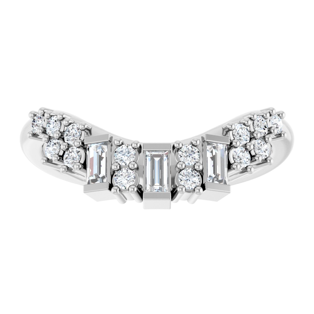 1/3 Ctw Straight Baguette Lab-Grown Diamond Contour Band - White Gold - Lab Grown Diamond