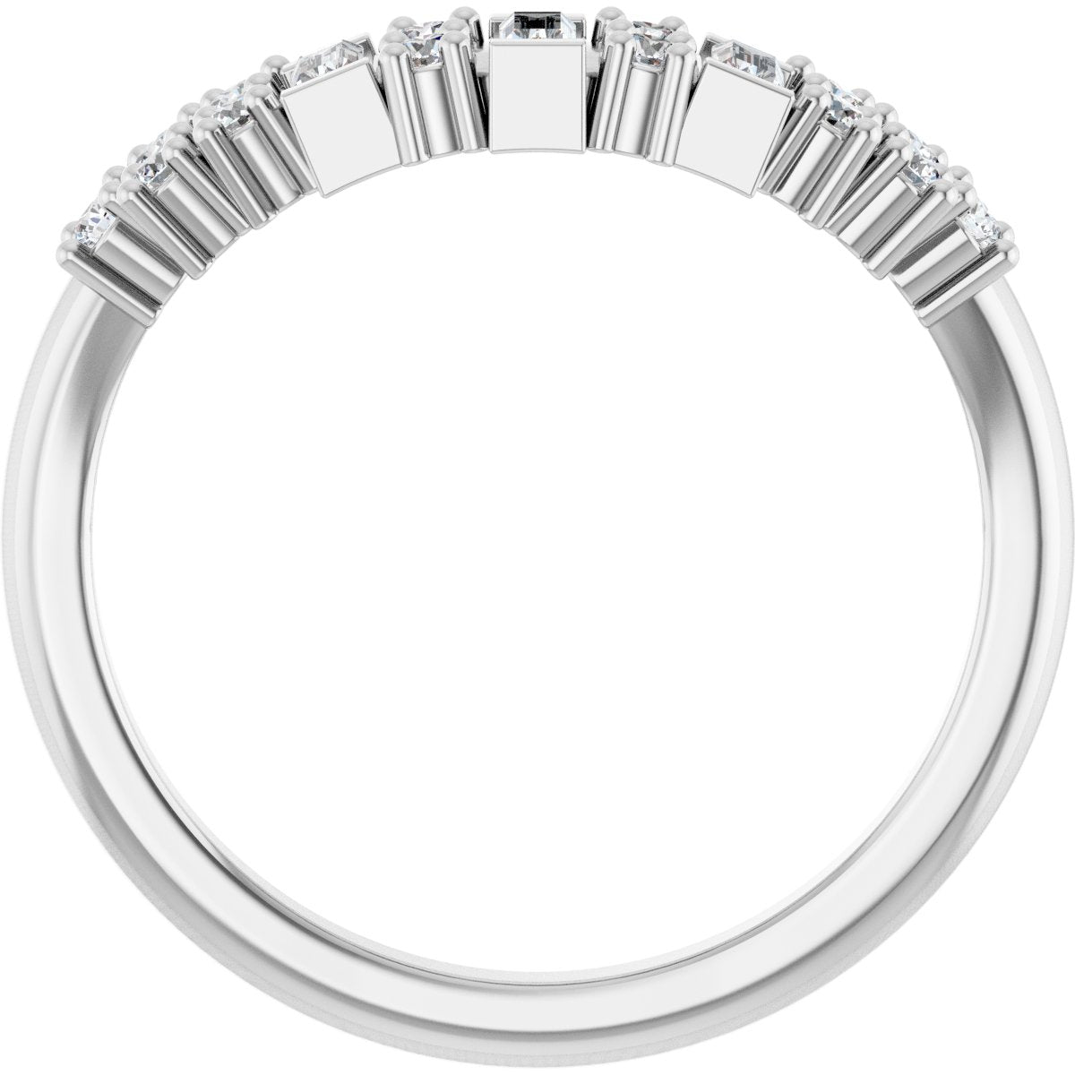 1/3 Ctw Straight Baguette Lab-Grown Diamond Contour Band - White Gold - Lab Grown Diamond