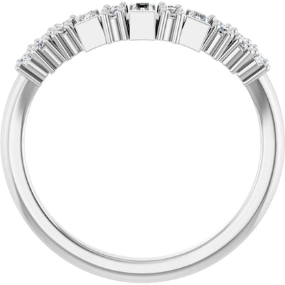 1/3 Ctw Straight Baguette Lab-Grown Diamond Contour Band - White Gold - Lab Grown Diamond