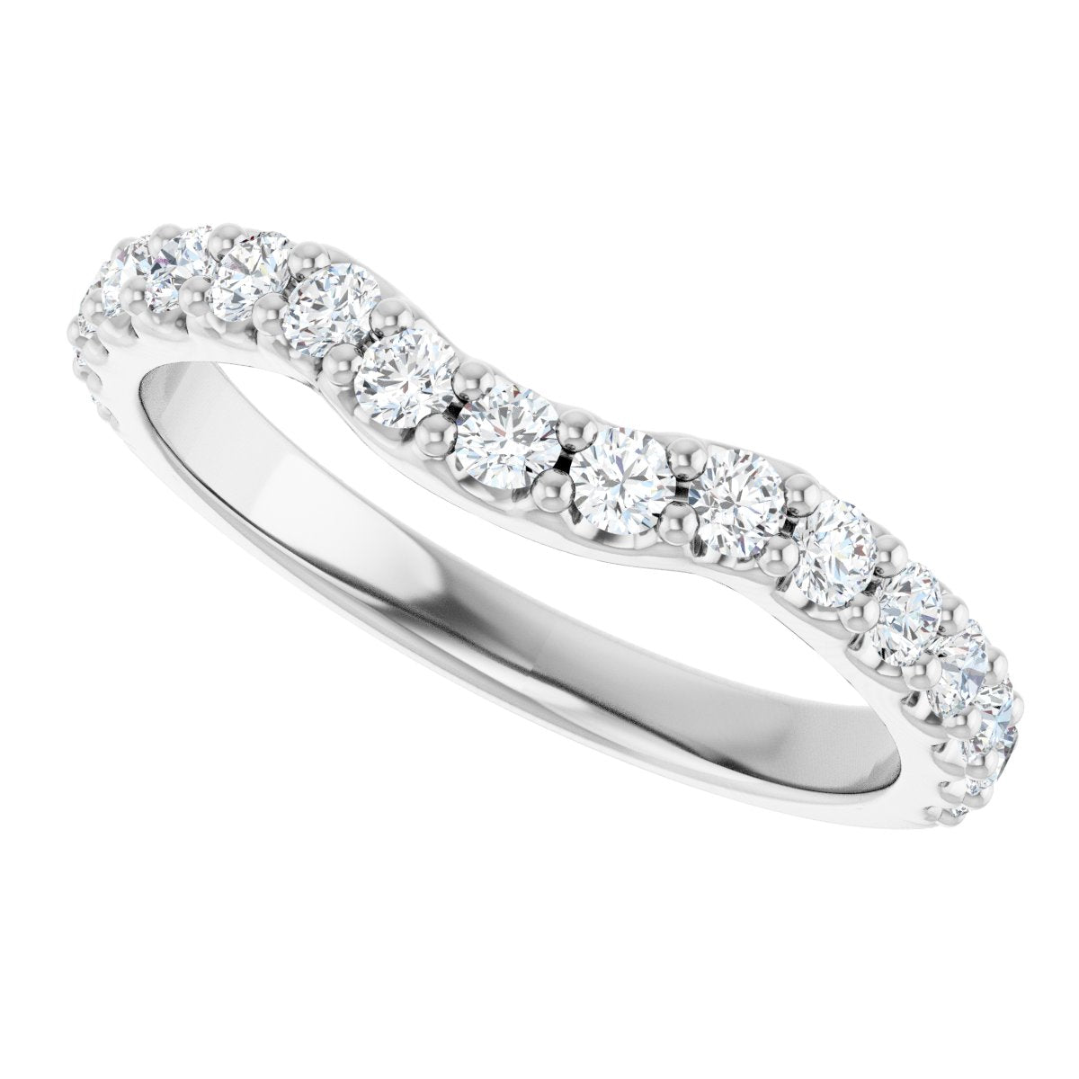 1/2 Ctw Lab-Grown Diamond Contour Band - White Gold - Lab Grown Diamond