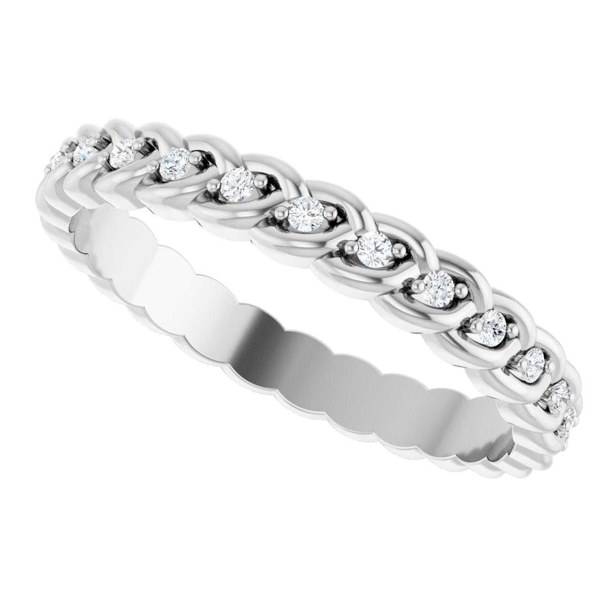 1/5 Ctw Lab-Grown Diamond Rope Band - White Gold - Lab Grown Diamond
