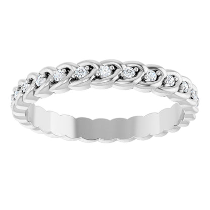 1/5 Ctw Lab-Grown Diamond Rope Band - White Gold - Lab Grown Diamond