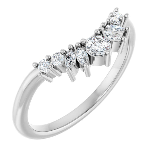 1/4 Ctw Lab-Grown Diamond Contour Band - White Gold - Lab Grown Diamond