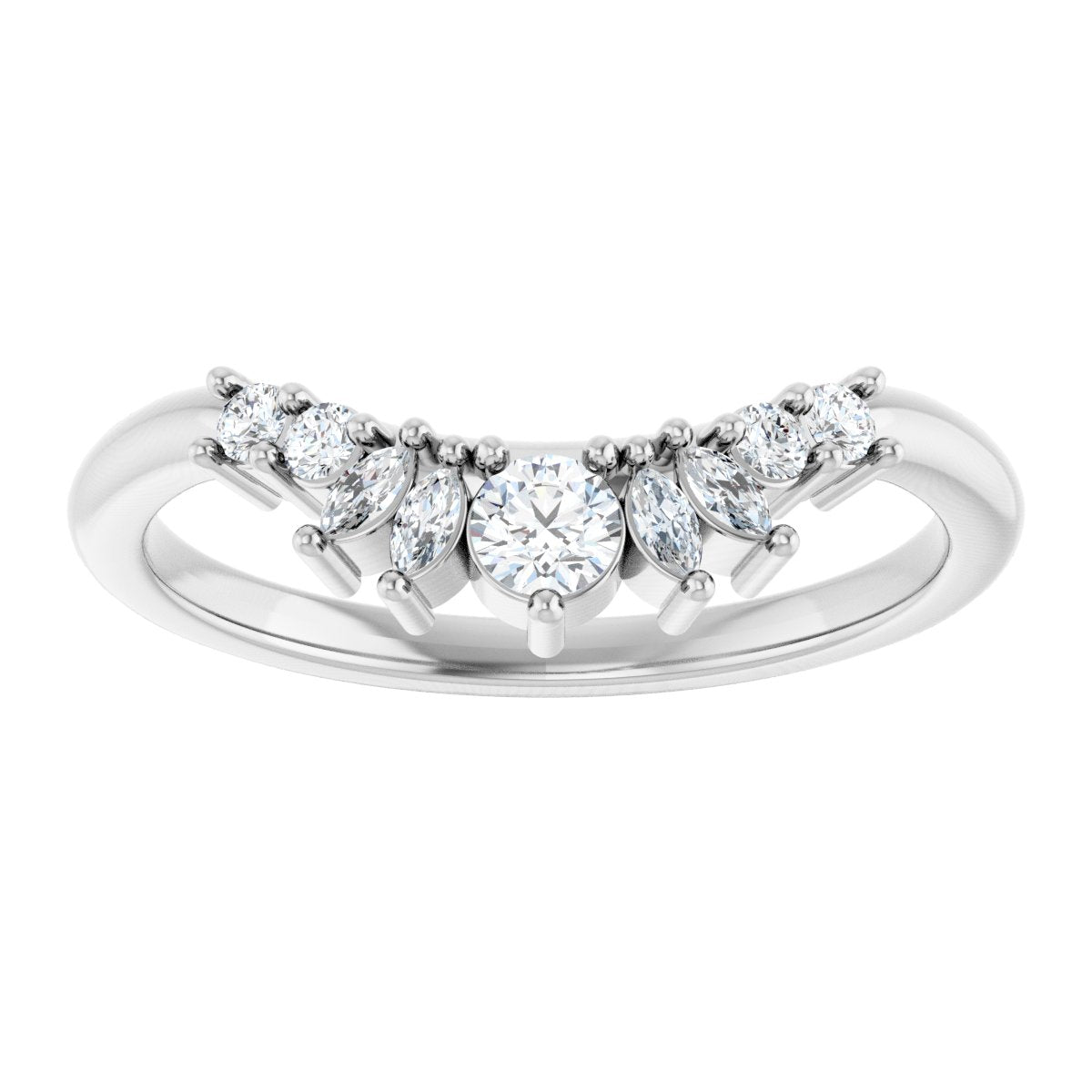 1/4 Ctw Lab-Grown Diamond Contour Band - White Gold - Lab Grown Diamond