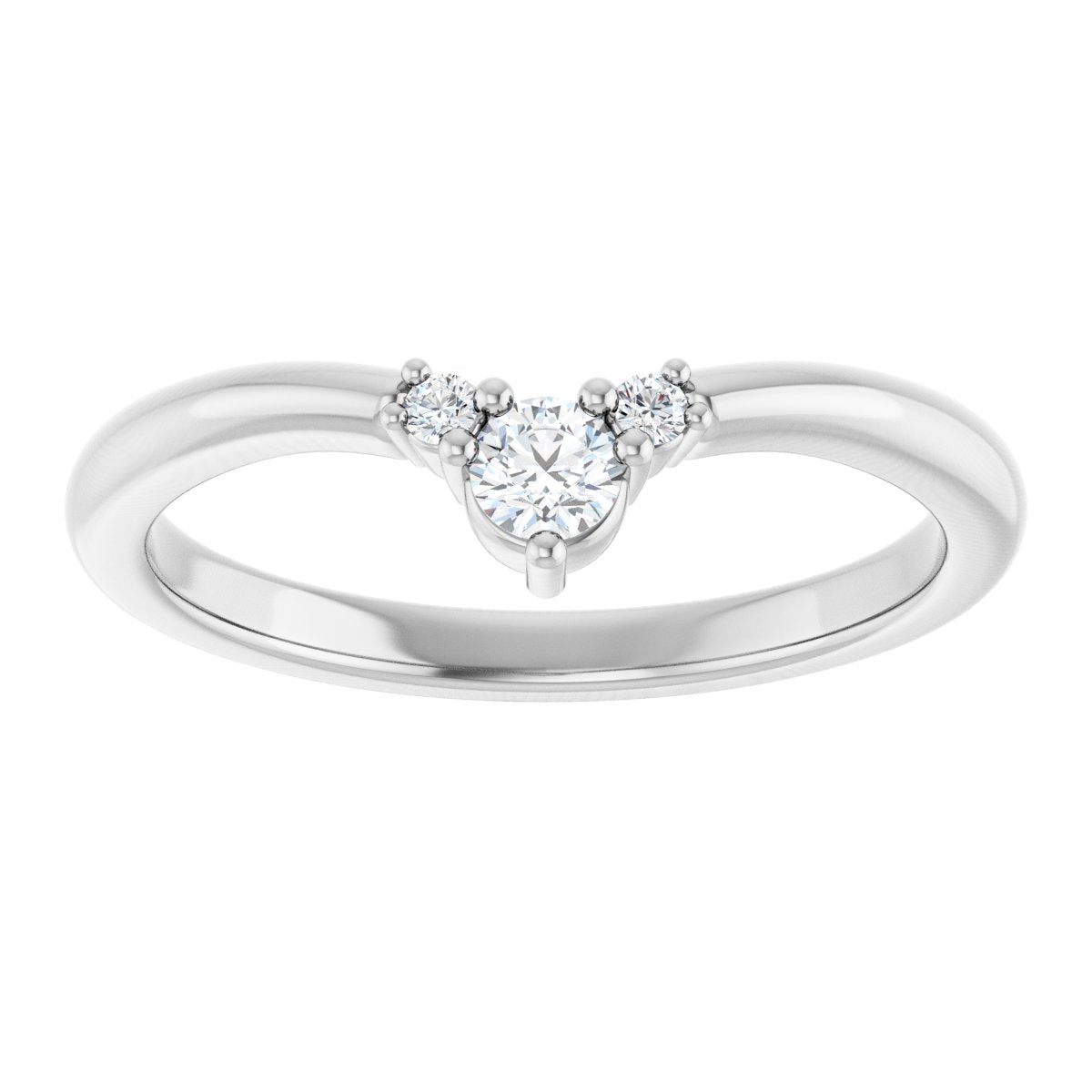 1/8 Ctw Lab-Grown Diamond Contour Band - White Gold - Lab Grown Diamond
