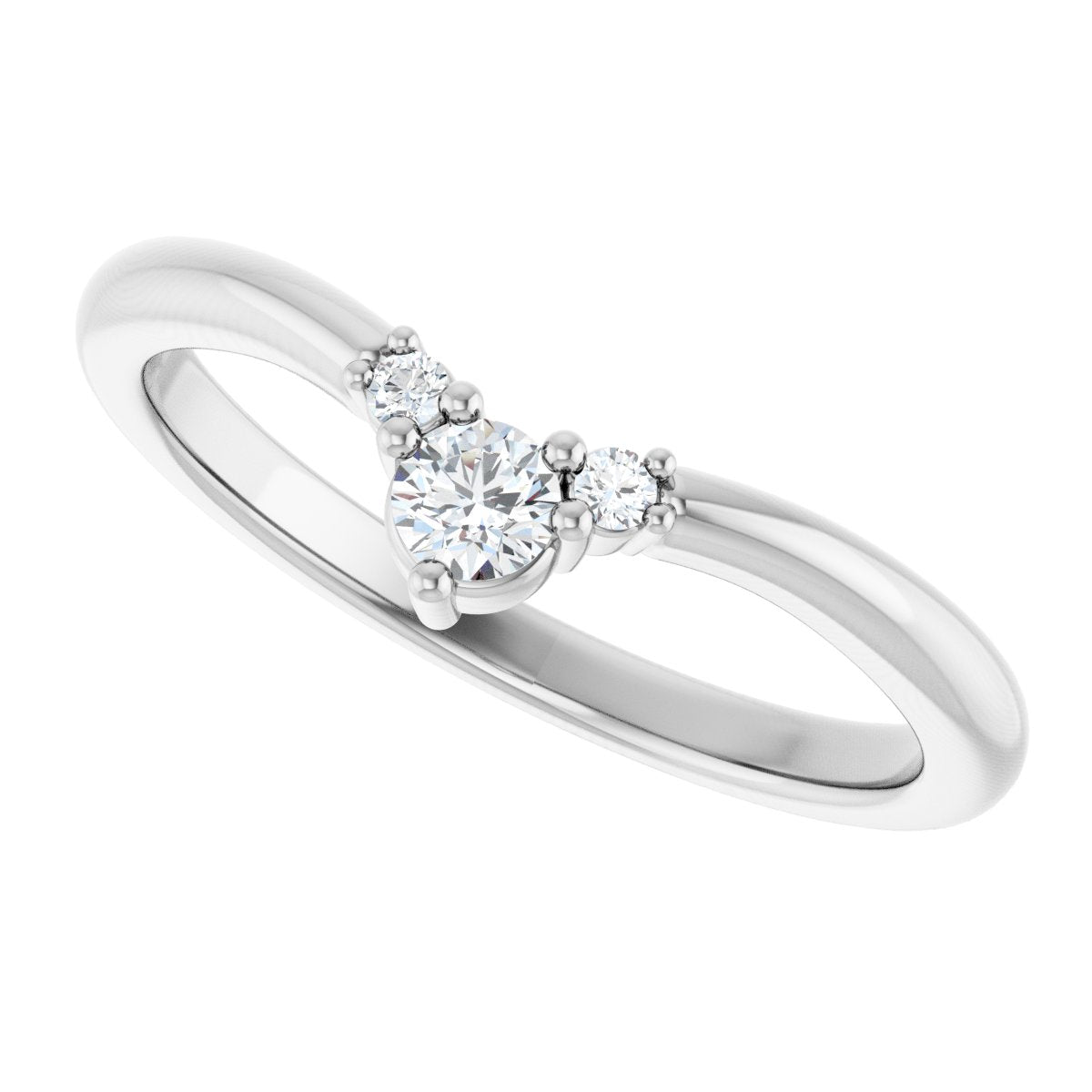 1/8 Ctw Lab-Grown Diamond Contour Band - White Gold - Lab Grown Diamond