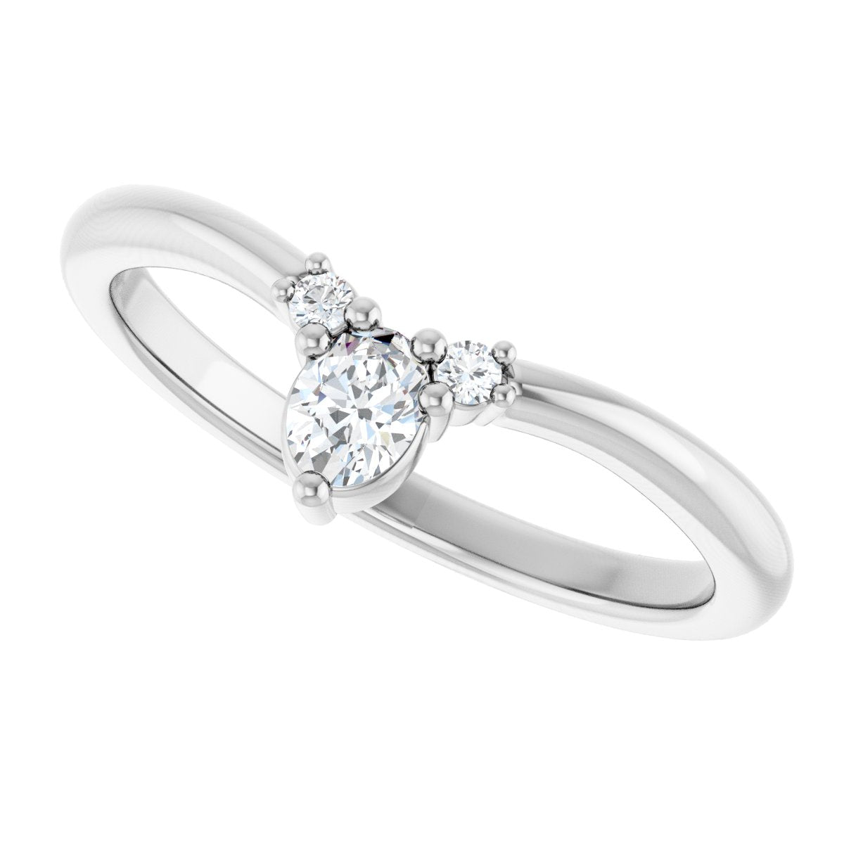 1/5 Ctw Oval Lab-Grown Diamond Contour Band - White Gold - Lab Grown Diamond