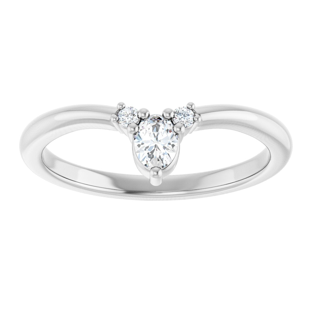 1/5 Ctw Oval Lab-Grown Diamond Contour Band - White Gold - Lab Grown Diamond