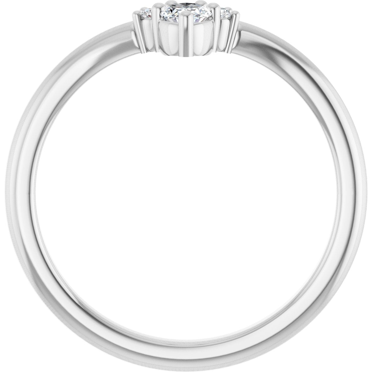 1/5 Ctw Oval Lab-Grown Diamond Contour Band - White Gold - Lab Grown Diamond