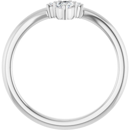 1/5 Ctw Oval Lab-Grown Diamond Contour Band - White Gold - Lab Grown Diamond