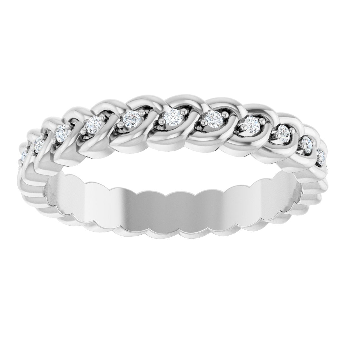 1/10 Ctw Lab-Grown Diamond Rope Band - White Gold - Lab Grown Diamond