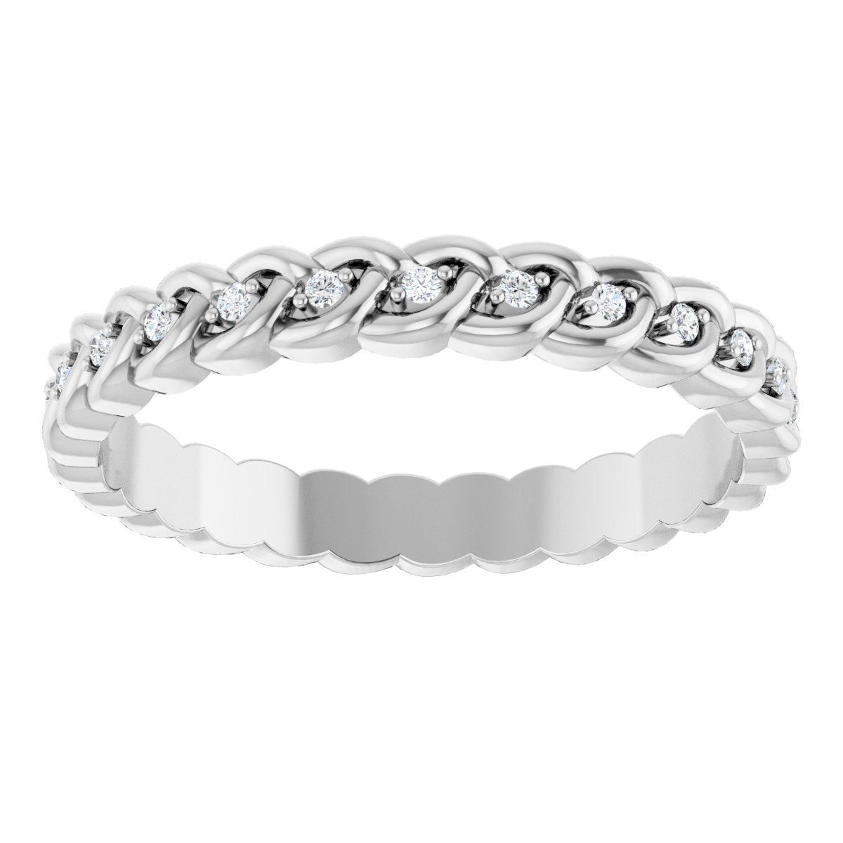 1/10 Ctw Lab-Grown Diamond Rope Band - White Gold - Lab Grown Diamond