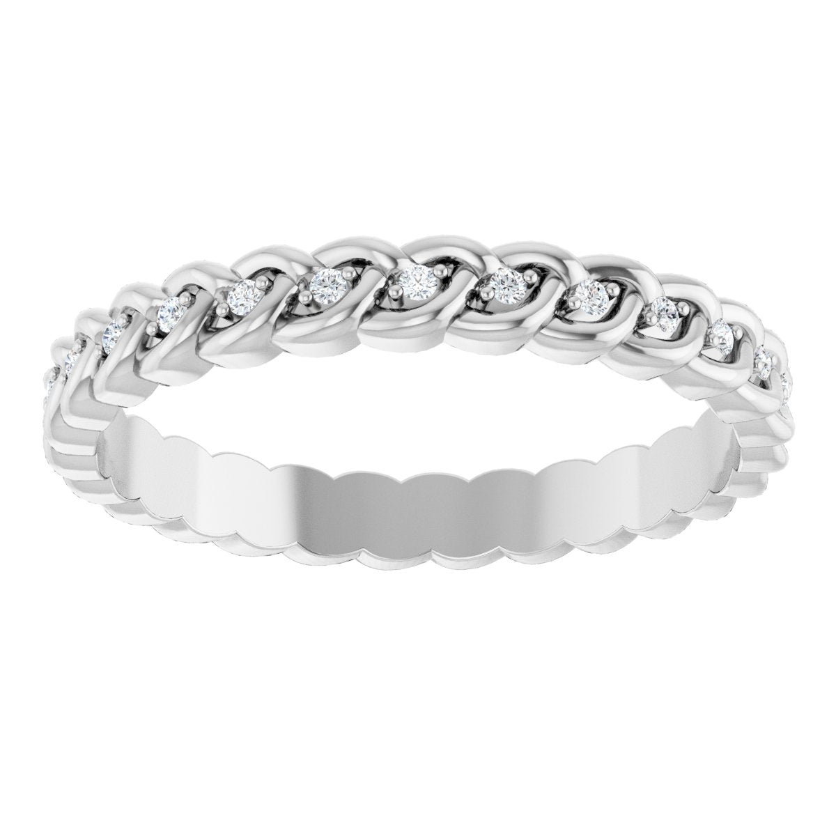 1/10 Ctw Lab-Grown Diamond Rope Band - White Gold - Lab Grown Diamond