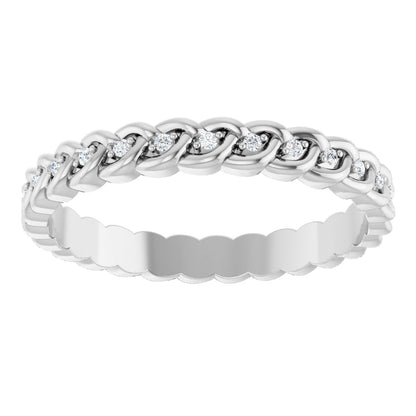 1/10 Ctw Lab-Grown Diamond Rope Band - White Gold - Lab Grown Diamond