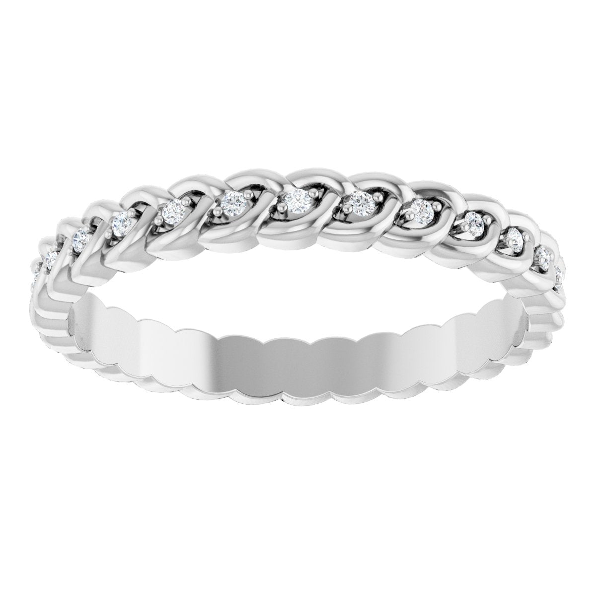 1/10 Ctw Lab-Grown Diamond Rope Band - White Gold - Lab Grown Diamond