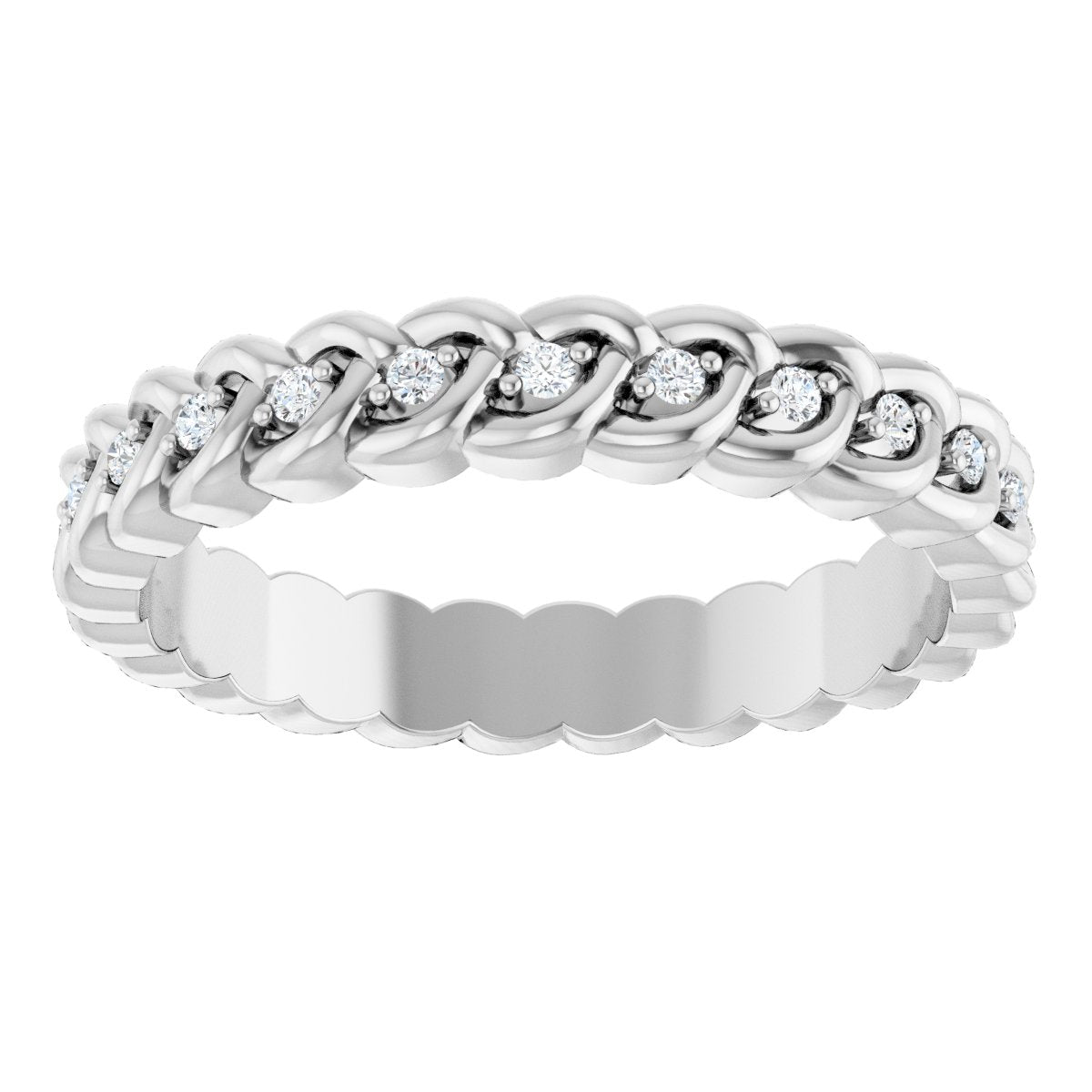 1/10 Ctw Lab-Grown Diamond Rope Band - White Gold - Lab Grown Diamond
