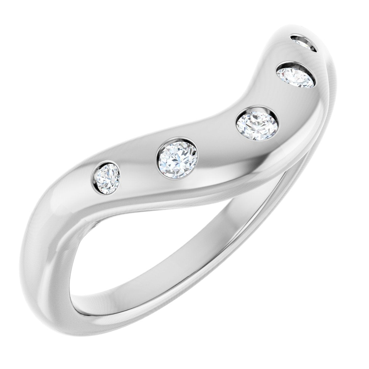 1/6 Ctw Lab-Grown Diamond Contour Band - White Gold - Lab Grown Diamond