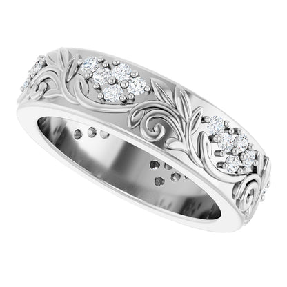 1/2 Ctw Lab-Grown Diamond Floral Band - White Gold - Lab Grown Diamond