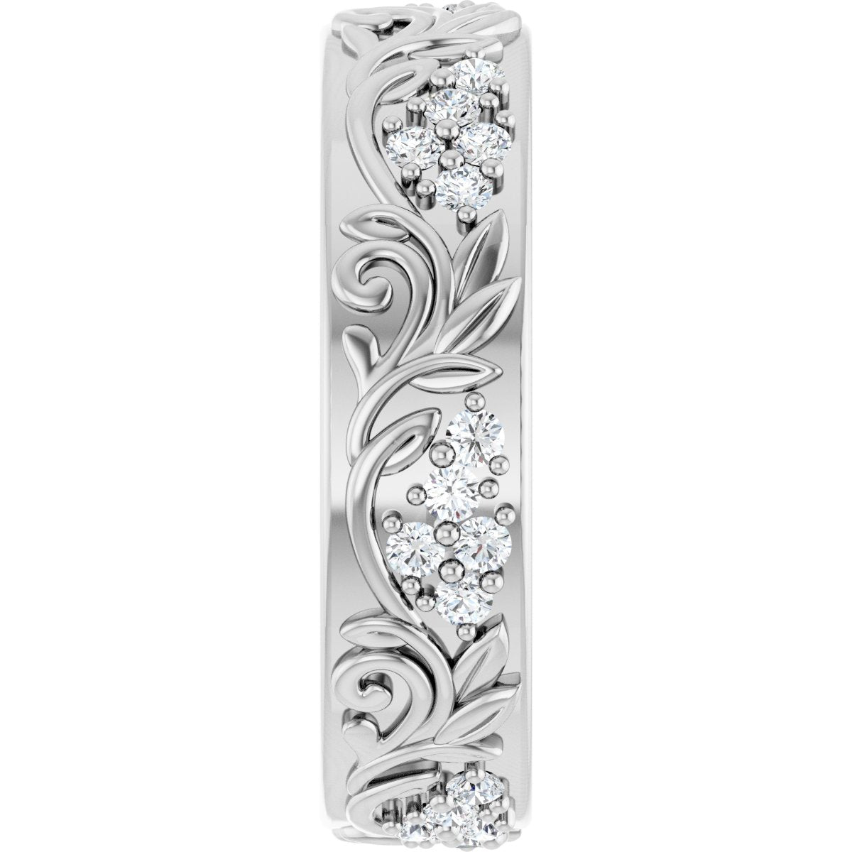 1/2 Ctw Lab-Grown Diamond Floral Band - White Gold - Lab Grown Diamond
