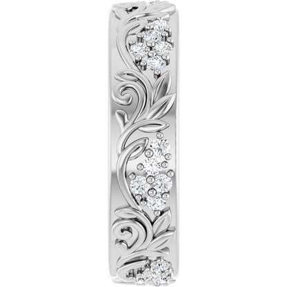 1/2 Ctw Lab-Grown Diamond Floral Band - White Gold - Lab Grown Diamond