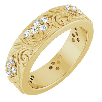 1/2 Ctw Lab-Grown Diamond Floral Band