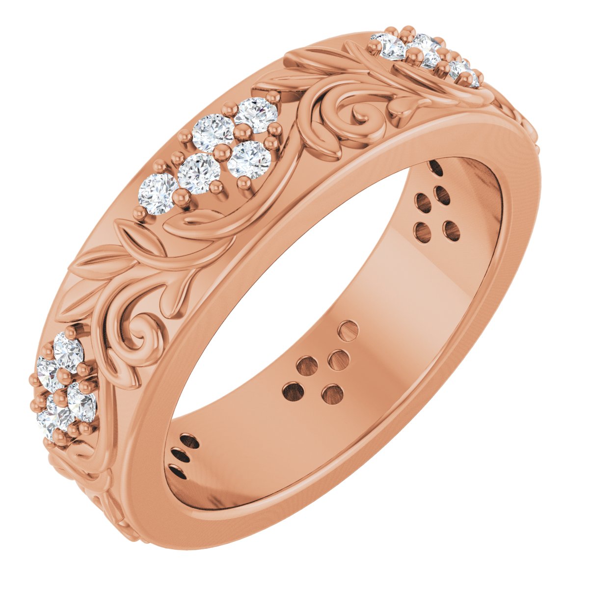1/2 Ctw Lab-Grown Diamond Floral Band