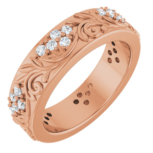 1/2 Ctw Lab-Grown Diamond Floral Band