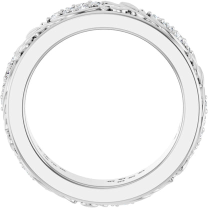 1/2 Ctw Lab-Grown Diamond Floral Band - White Gold - Lab Grown Diamond