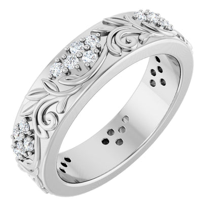 1/2 Ctw Lab-Grown Diamond Floral Band - White Gold - Lab Grown Diamond