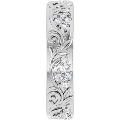 1/2 Ctw Lab-Grown Diamond Floral Band - White Gold - Lab Grown Diamond